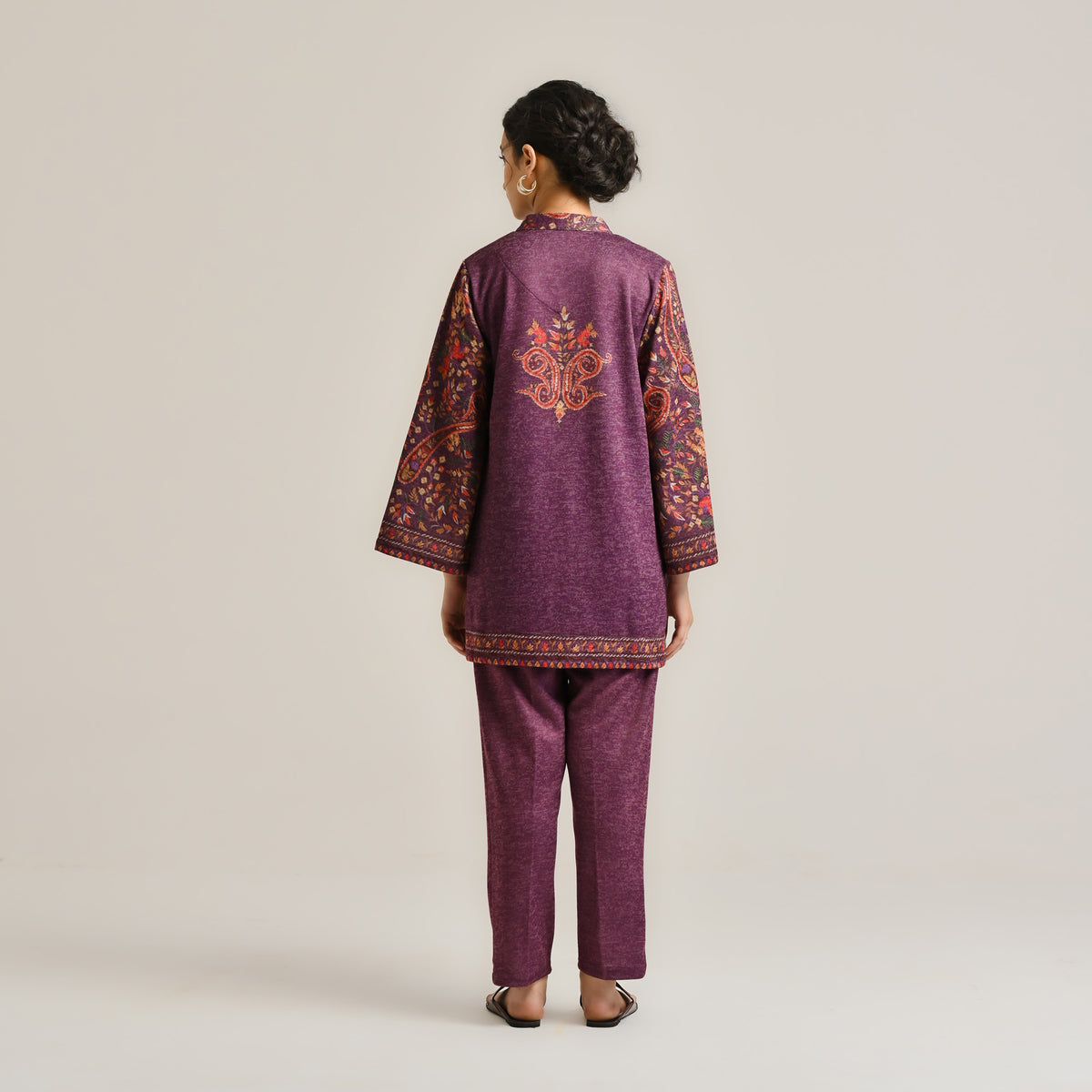 Wine Kashmiri Inspired Contemporary Woollen Co-ord Set