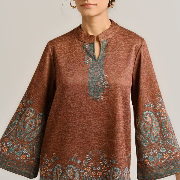 Brown Kashmiri Inspired Contemporary Woollen Co-ord Set