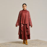 Maroon Woollen Winter Dress with Shrug