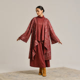 Maroon Woollen Winter Dress with Shrug
