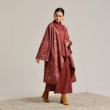 Maroon Woollen Winter Dress with Shrug