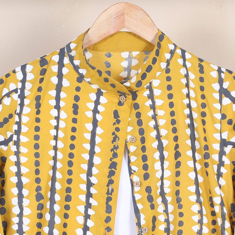 Yellow Stone Printed Shirt Dress