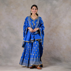 Blue Gota Sharara Kurta Set with Gota Dupatta