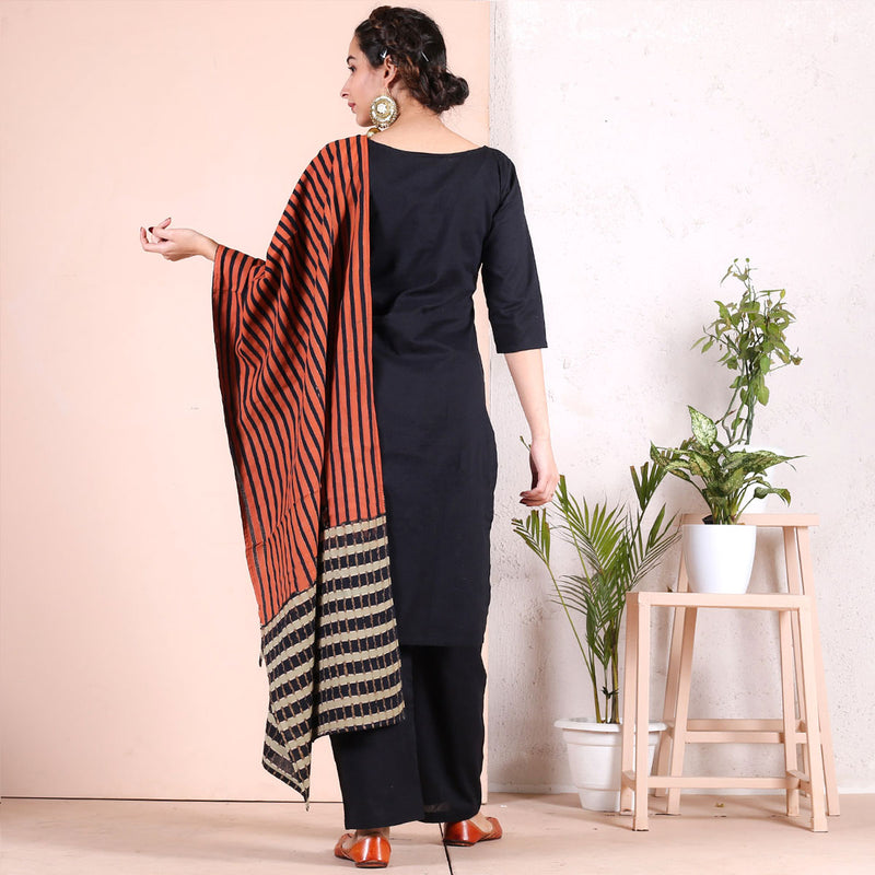 Black Salwar Kurta with Multi Printed Dupatta