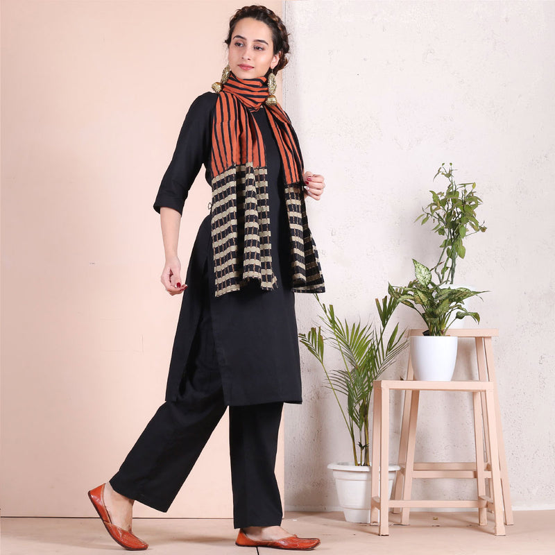 Black Salwar Kurta with Multi Printed Dupatta