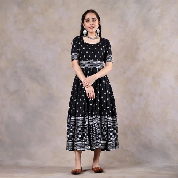 Black Polka Dress with Gota Work