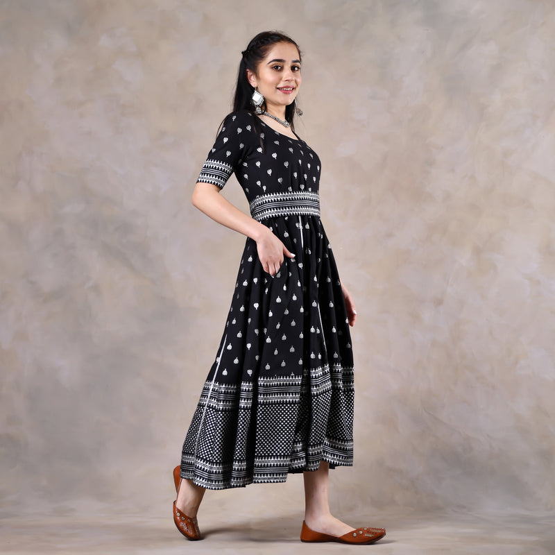 Black Polka Dress with Gota Work