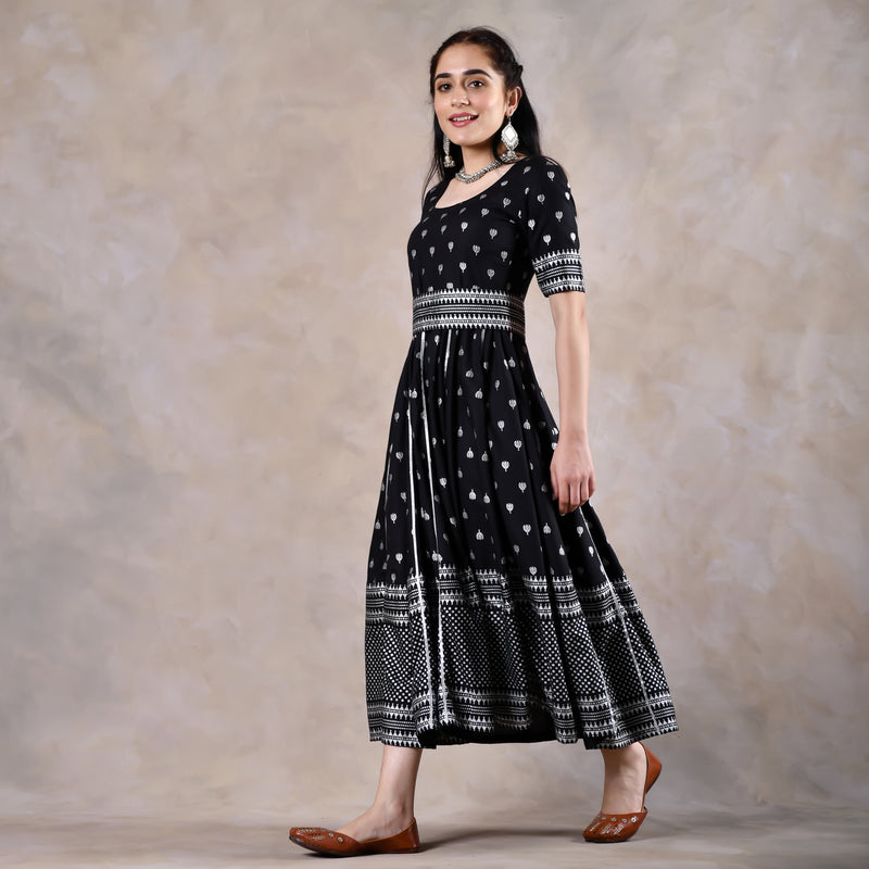 Black Polka Dress with Gota Work