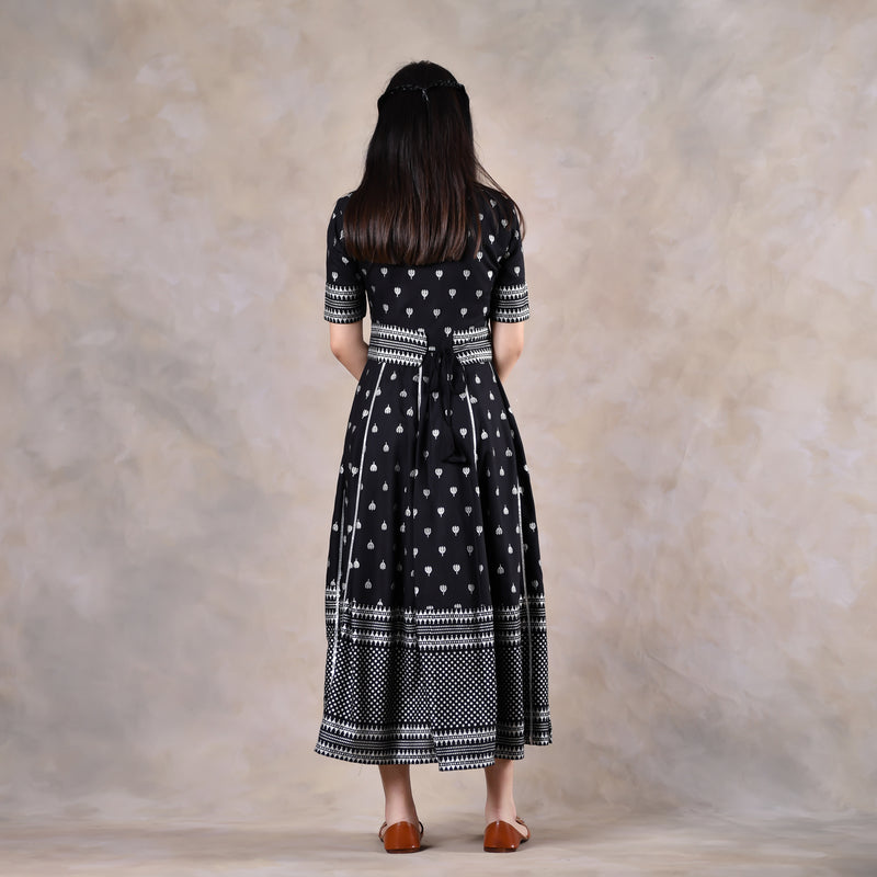 Black Polka Dress with Gota Work