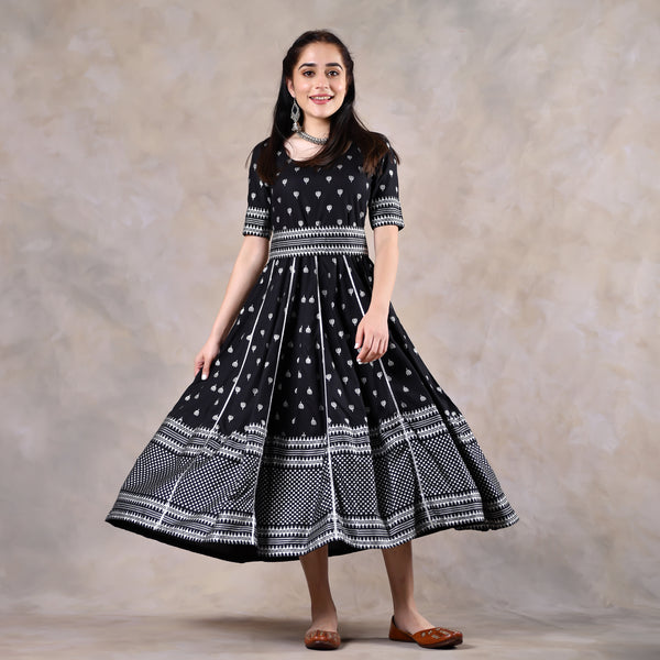 Black Polka Dress with Gota Work