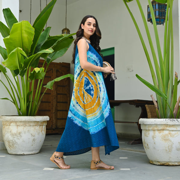 Sweet Soul Blue Schiffli Tie Dye Dress