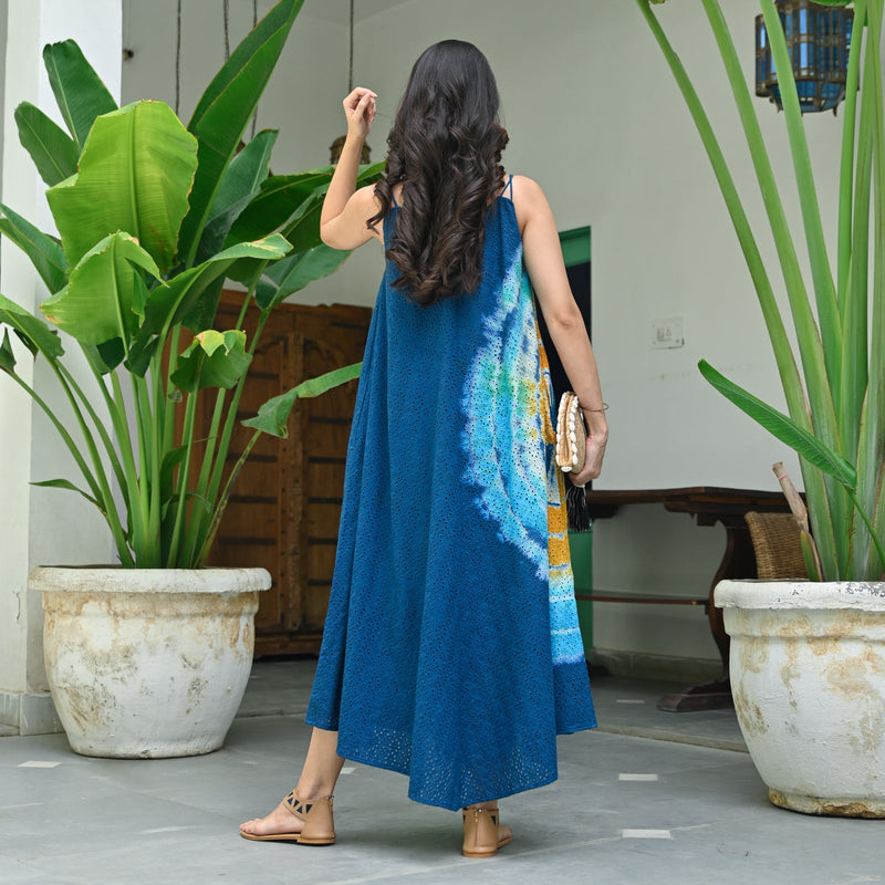 Sweet Soul Blue Schiffli Tie Dye Dress