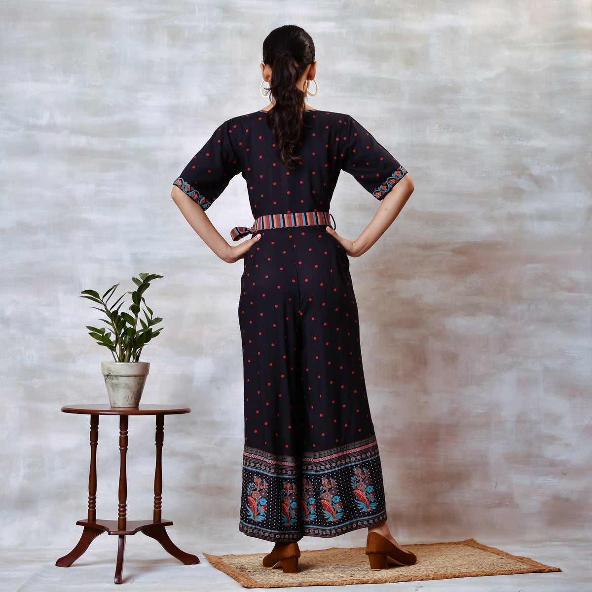 Black Jumpsuit with Belt Details