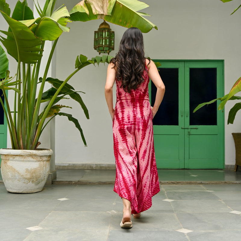 Eternal Blush Pink Schiffli Tie Dye Jumpsuit