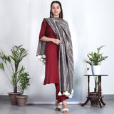 Maroon Salwar Kurta Set with Grey Dupatta