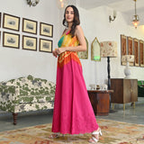 Tranquil Flow Magenta Multicolor Schiffli Tie Dye Jumpsuit