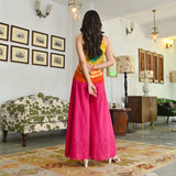 Tranquil Flow Magenta Multicolor Schiffli Tie Dye Jumpsuit