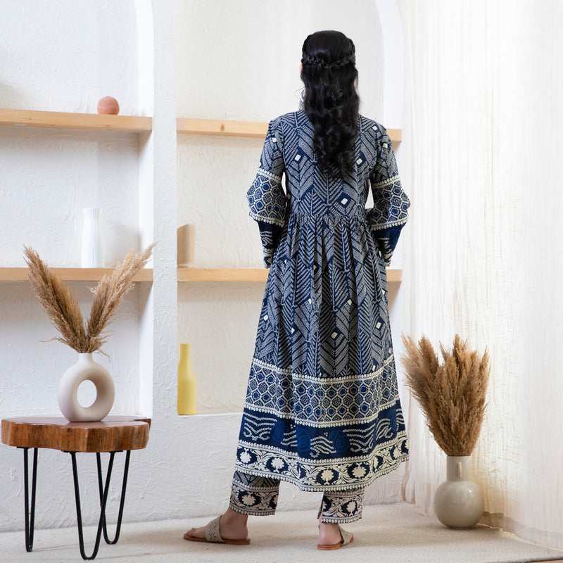 Indigo Bandhani Inspired Kurta Pant Set