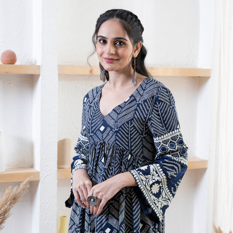 Indigo Bandhani Inspired Kurta Pant Set
