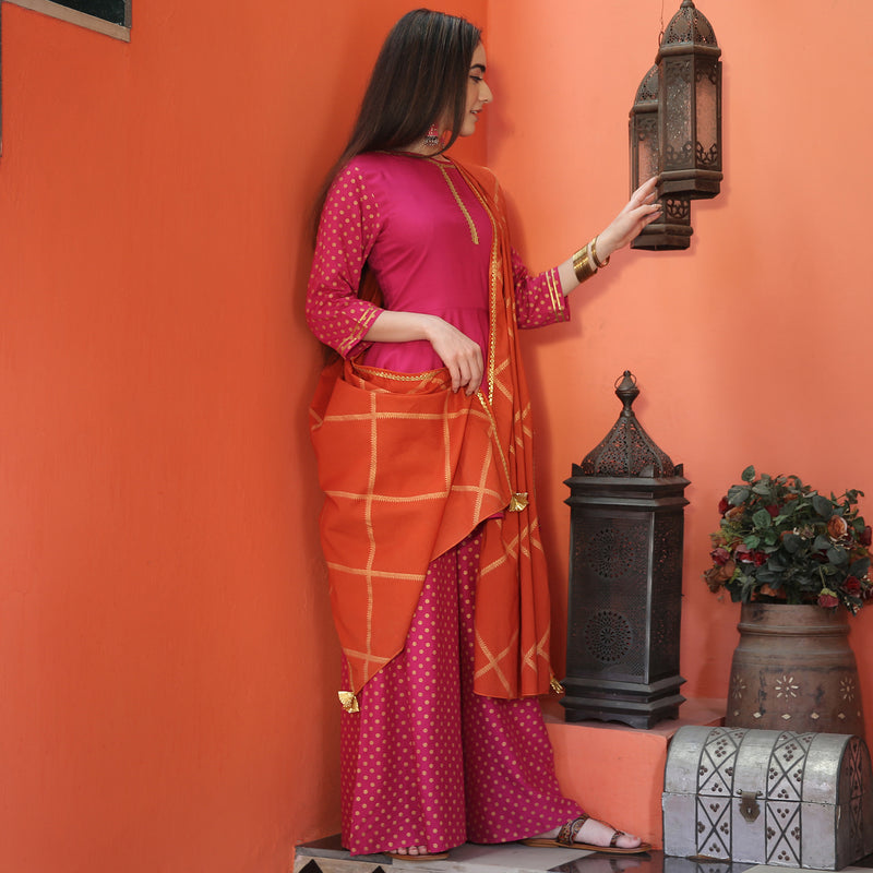 Wedding Saree | Buy Pink And Orange Patola Silk Saree