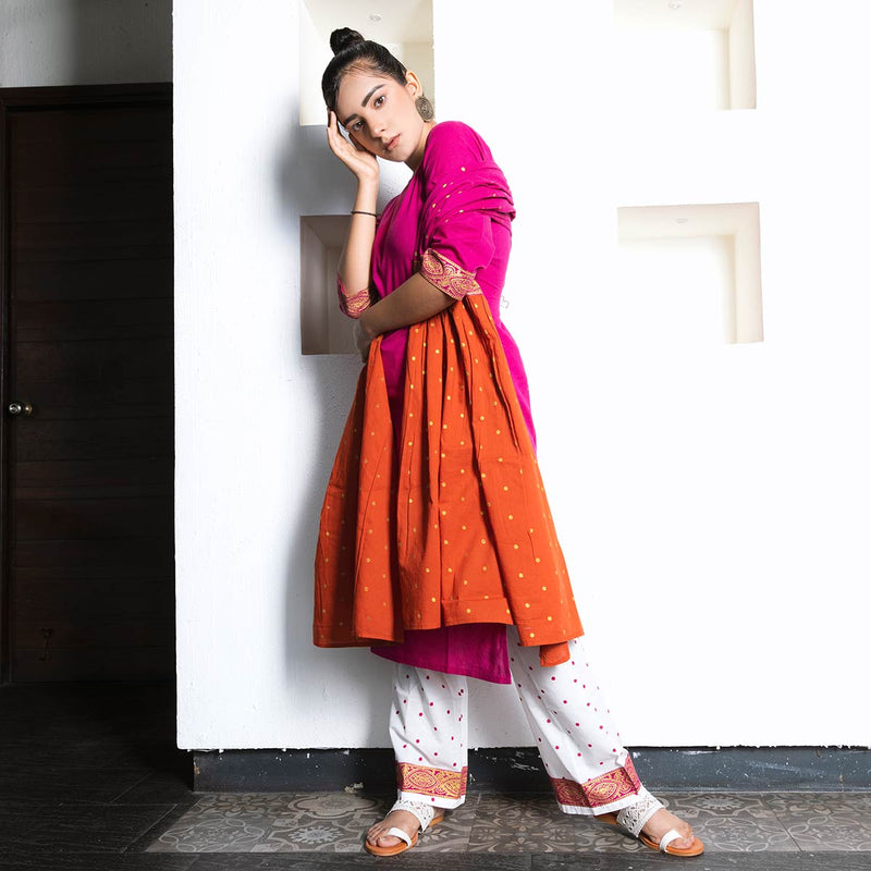 Candy Floss Festive Kurta Pant Set with Frill Dupatta