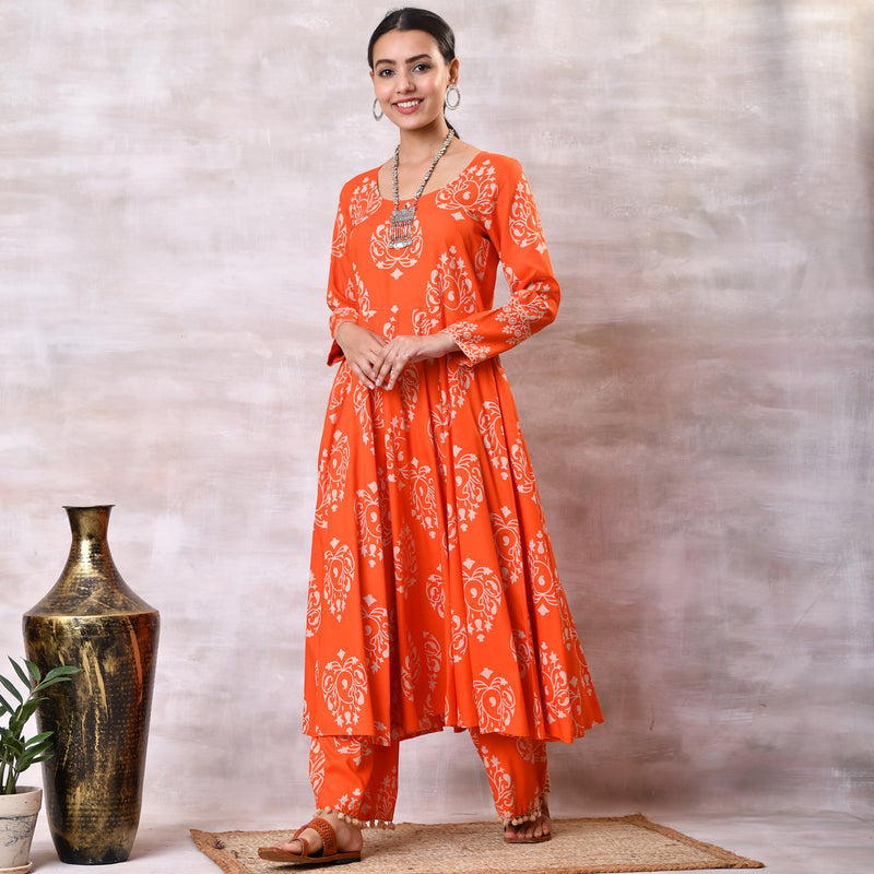 Mulmul Cotton Seher Orange Kurta with Pant & Dupatta – LOTUS BLOOM OFFICIAL