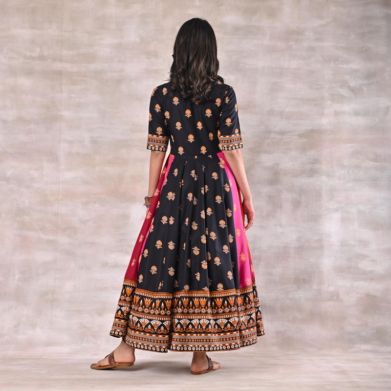 Black Multicoloured Kalidaar Dress