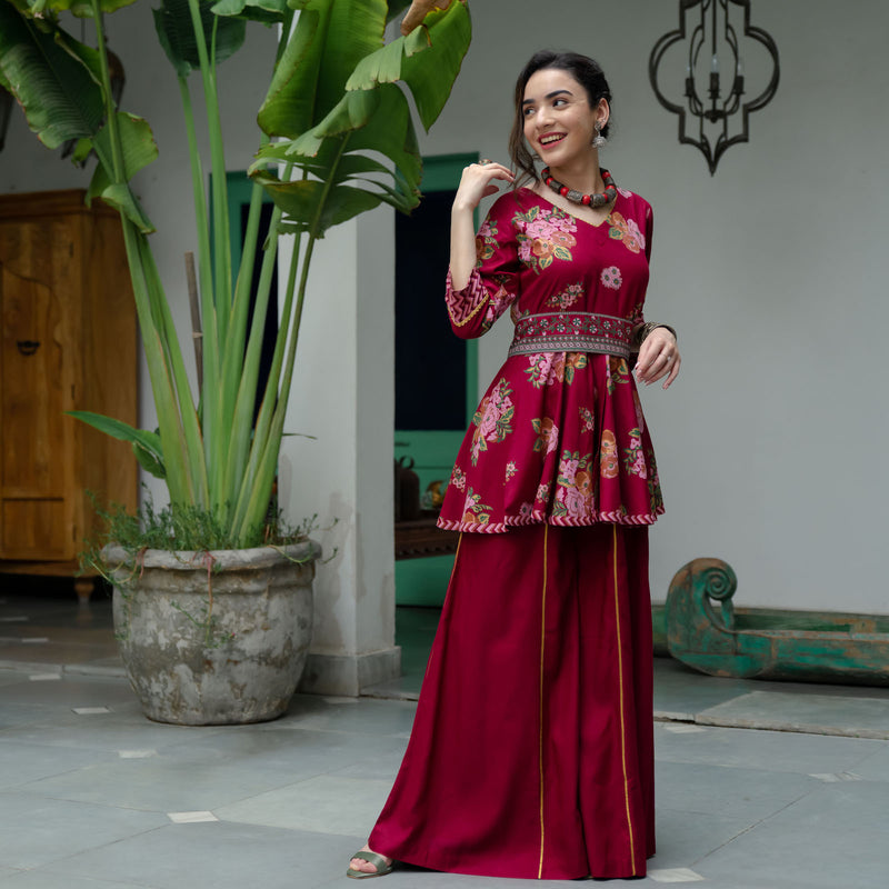 Inaayat Maroon Sharara Set