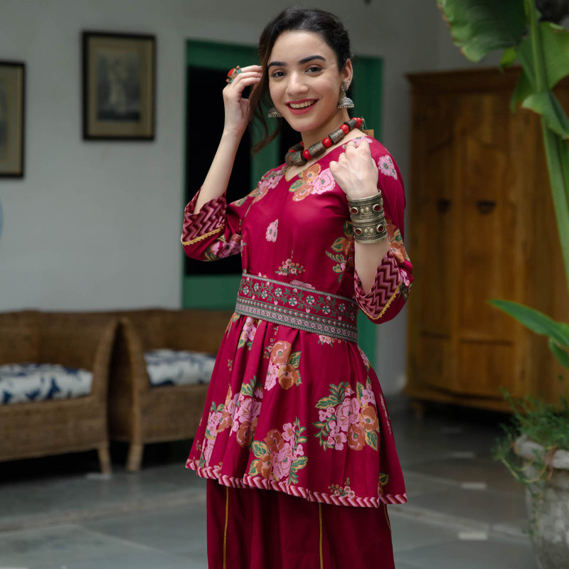 Inaayat Maroon Sharara Set