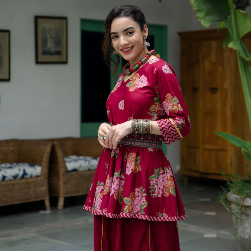 Inaayat Maroon Sharara Set