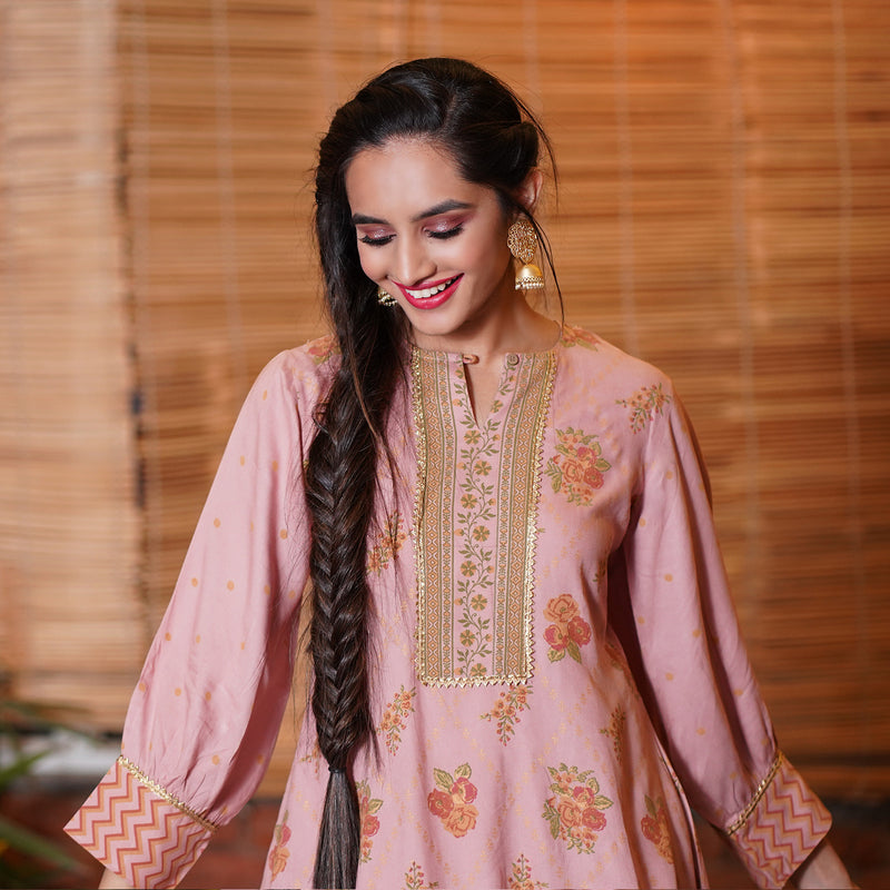 Gulmohar Coral Kurta Set