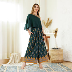 Emerald Green Ikat Printed Top Palazzo Set
