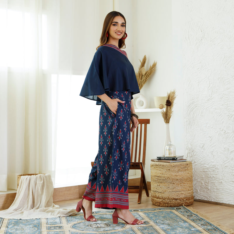 Indigo Ikat Printed Top Palazzo Set