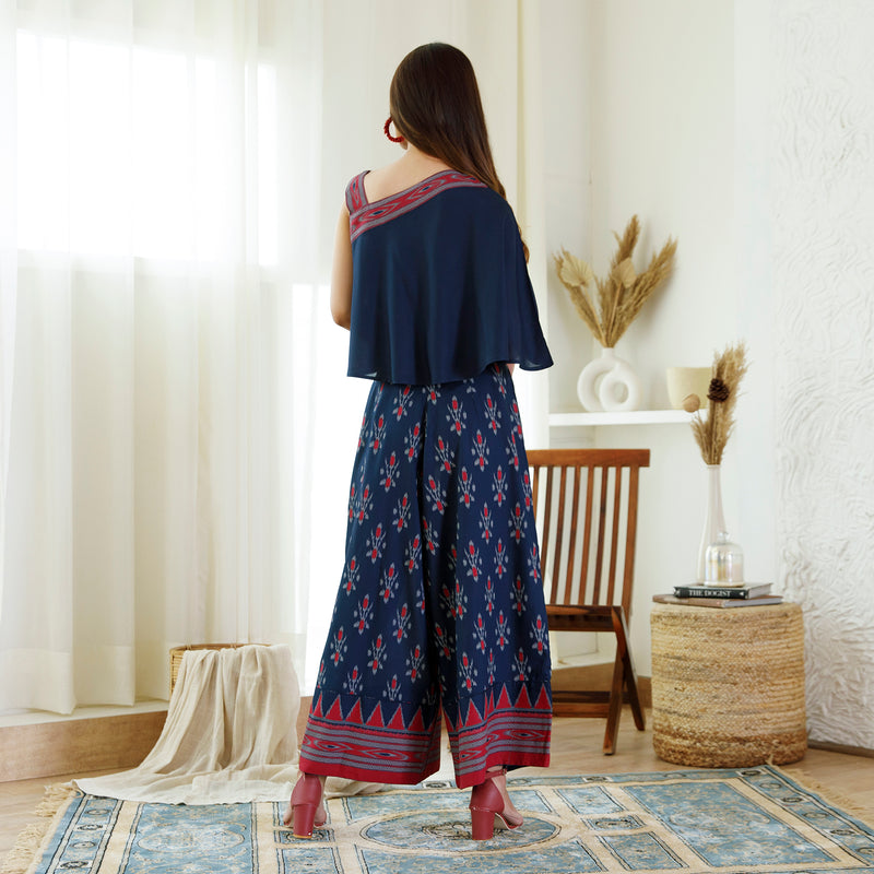 Indigo Ikat Printed Top Palazzo Set