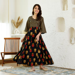 Black Foil Print Dress
