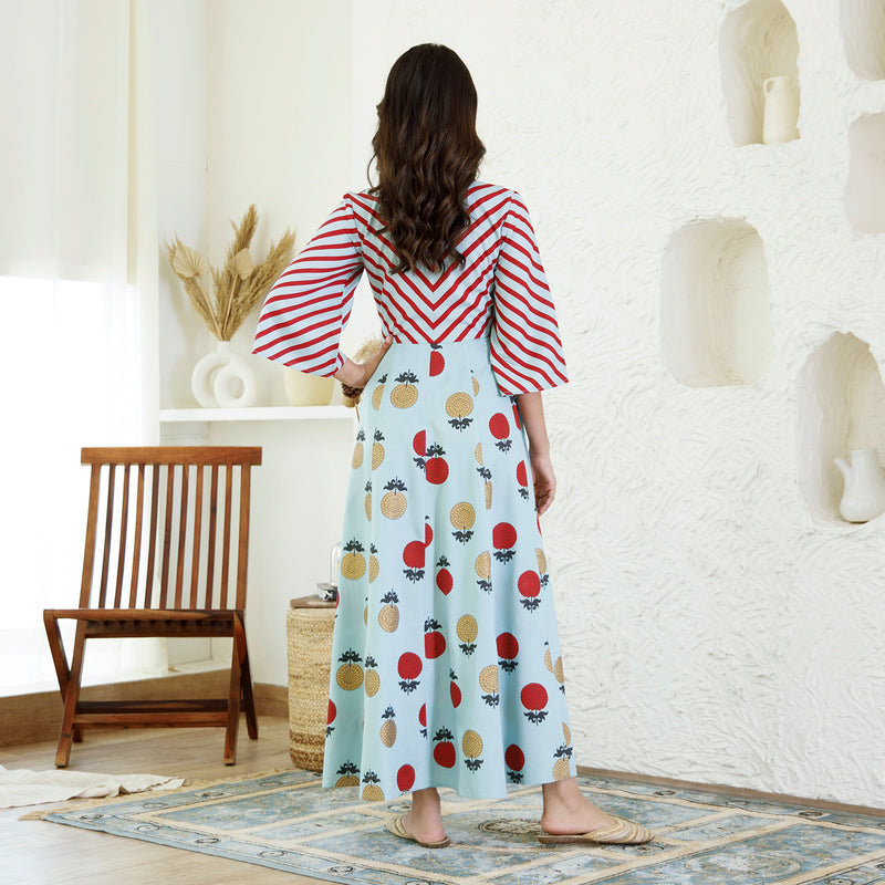Sky Blue Foil Print Dress