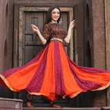 Maroon & Rust Polka & Jaal Festive Lehenga Crop Top Set