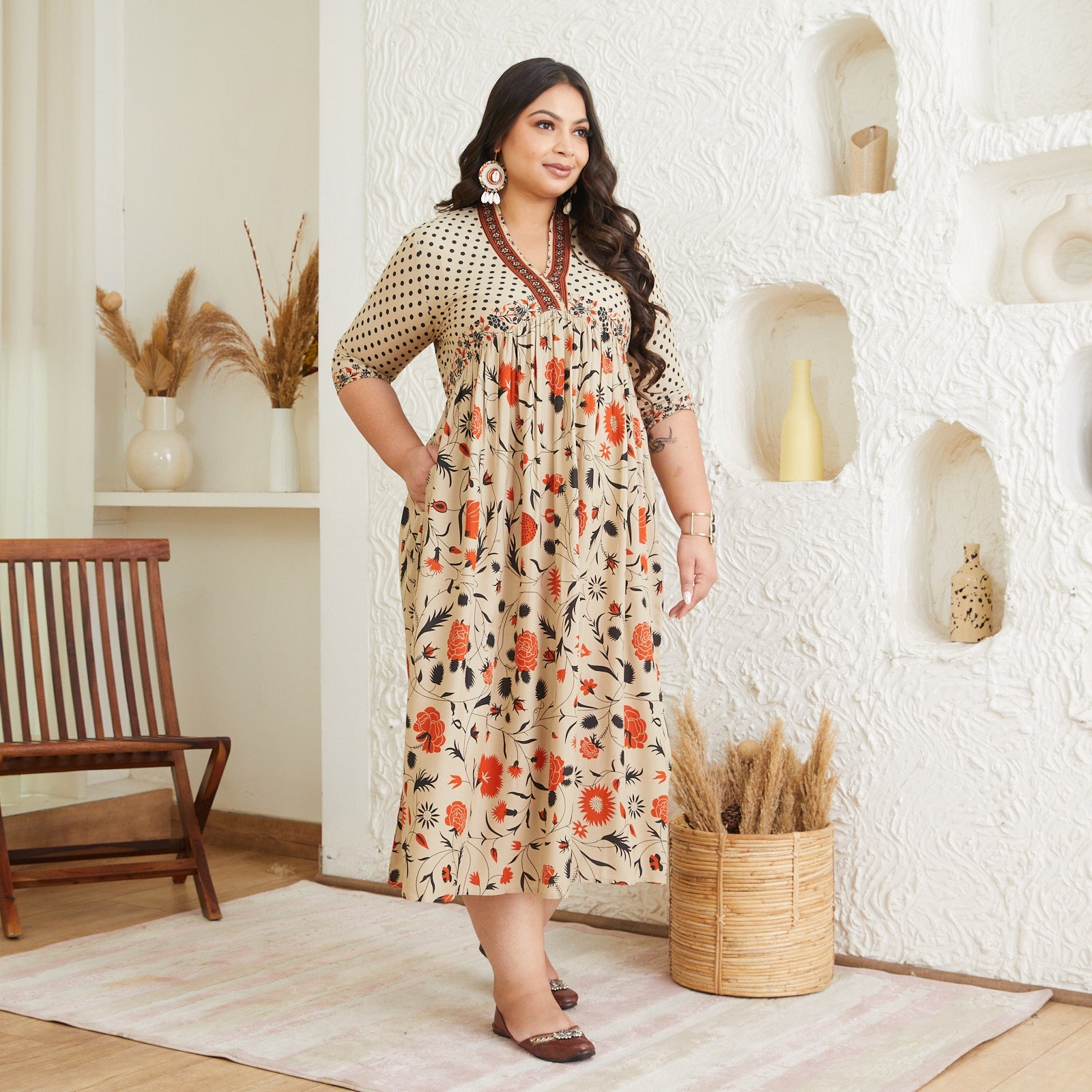 alia cut dress Buy Beige Blossom V Neck Alia Cut Dress - SOM