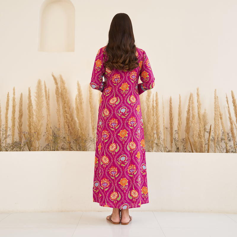 Wine Side Slit Dress with Long Shrug