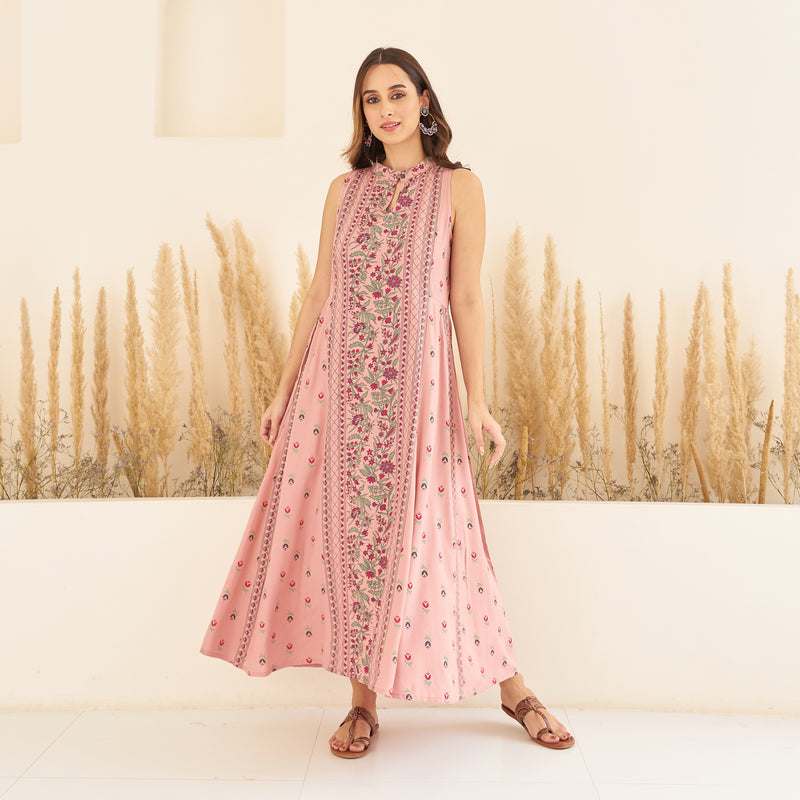 Georgette Fabric Pink Color Party Wear Pleasance Gown