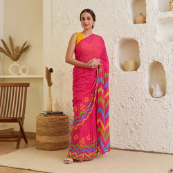 Pink Pure Georgette Printed Saree