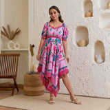 Lavender Handkerchief Dress with Puff Sleeves