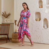 Lavender Handkerchief Dress with Puff Sleeves