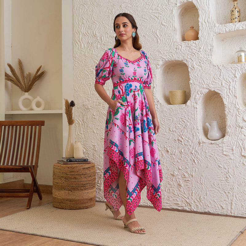 Plus size handkerchief dress with sleeves deals