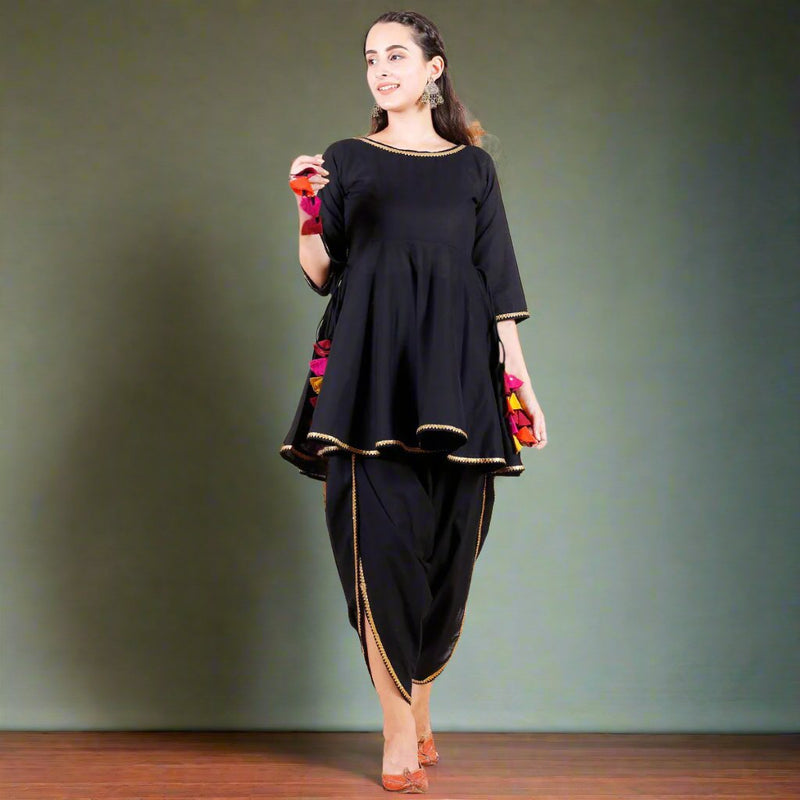 peplum dress with dhoti Buy Women Pink Motif Embroidered Rayon Peplum Top With Solid Dhoti Skirt Online at Best Price