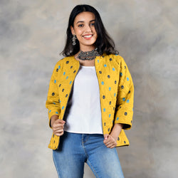 Birds of Paradise Mustard Quilted Jacket