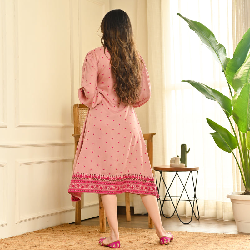 Pink Polka A Line Dress