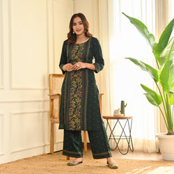 Emerald Green Seher Straight Kurta Pant Set