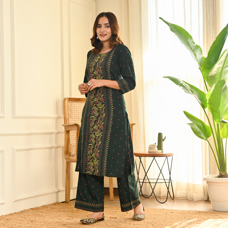 Emerald Green Seher Straight Kurta Pant Set