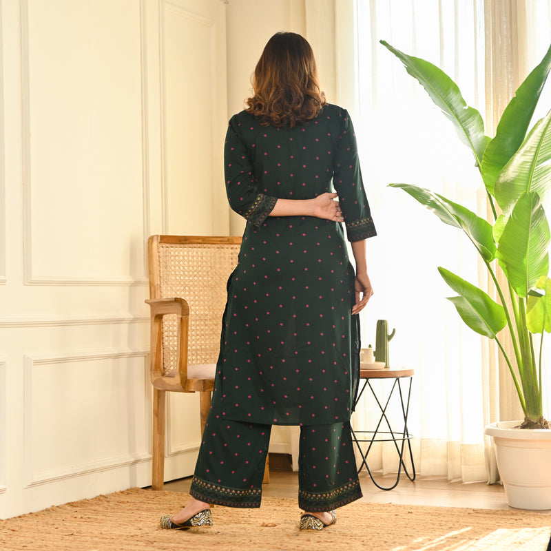 Emerald Green Seher Straight Kurta Pant Set
